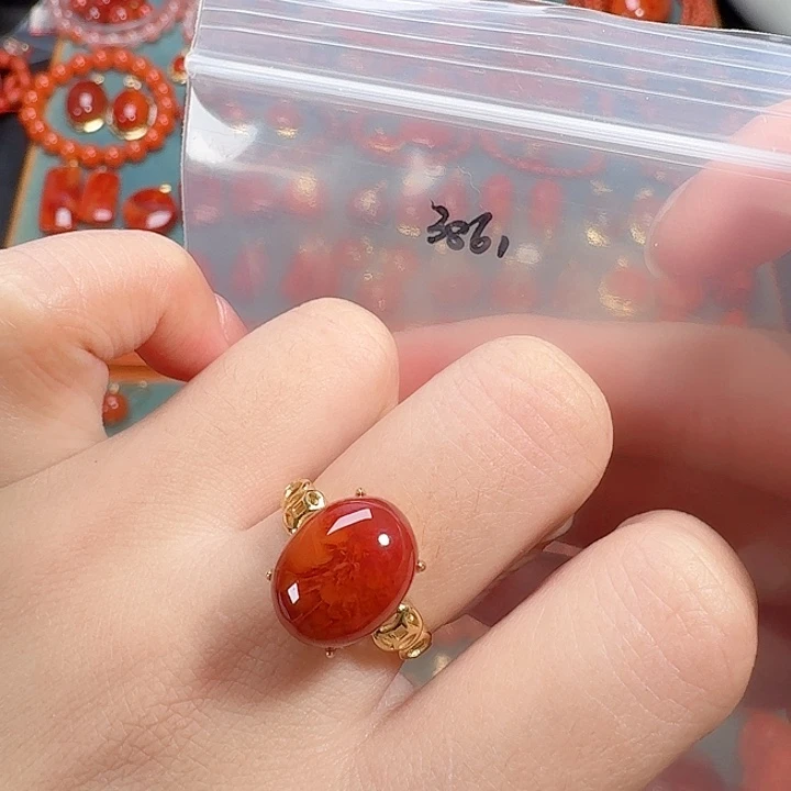 南红玛瑙银S925镶嵌戒指