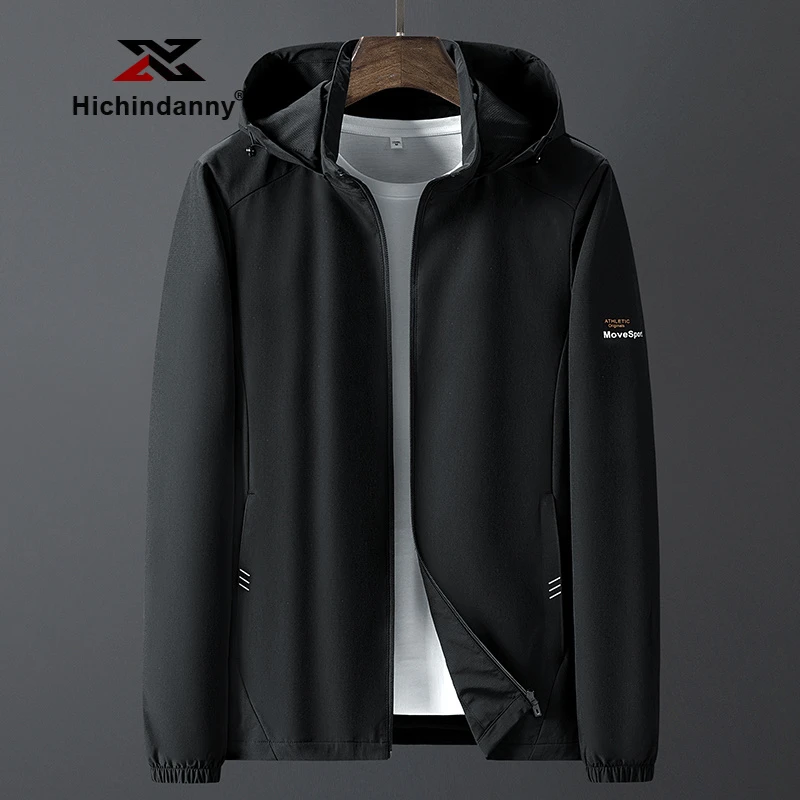 HICHIN休闲连帽夹克男士春秋季新款可拆卸帽宽松户外冲锋衣外套