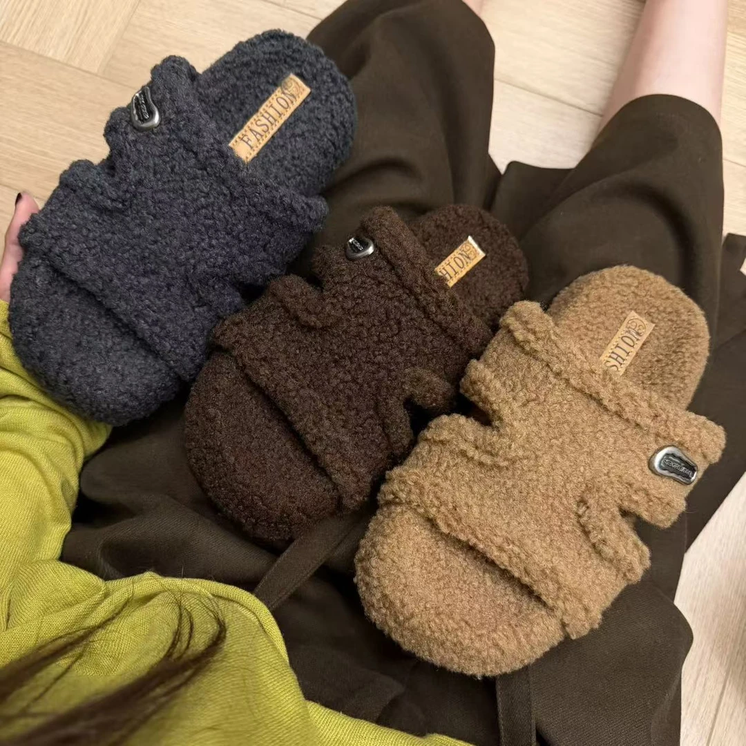 2025年秋冬季新款时尚百搭H设计感厚底外穿女小个子增高毛毛拖鞋