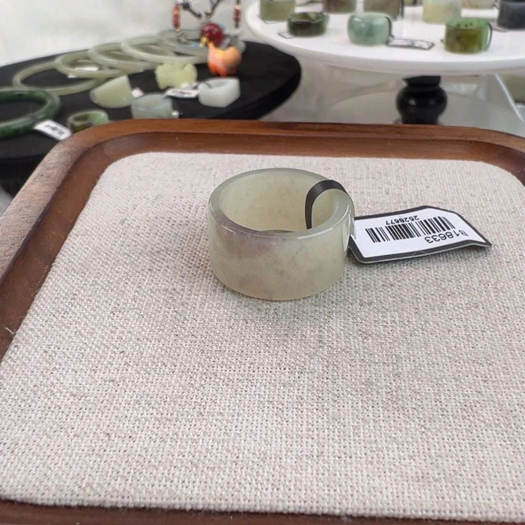 和田玉未镶嵌戒指w65飘紫晴水直切17.7不退换