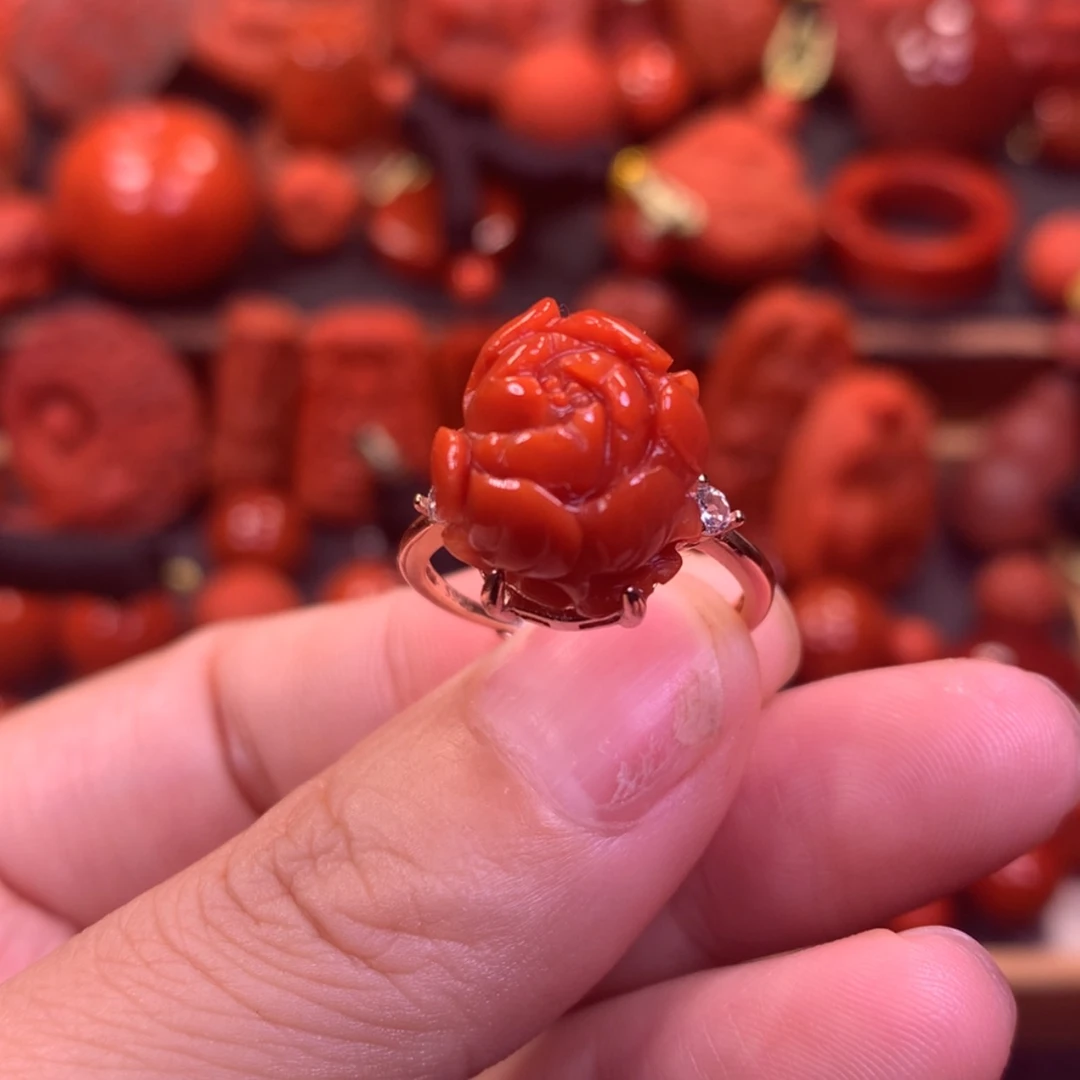 【闪购商品】银S925镶嵌戒指南红玛瑙