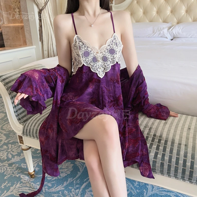 薄款性感甜美蕾丝吊带短裤印花缎面两件套大码女家居服睡衣女套装