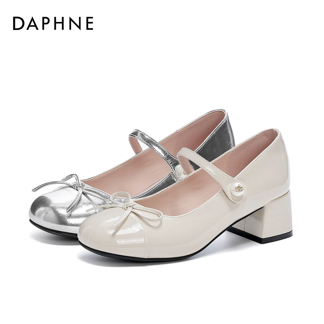 达芙妮新款2025春夏玛丽珍鞋粗跟法式单鞋甜美女鞋圆头复古晚晚鞋