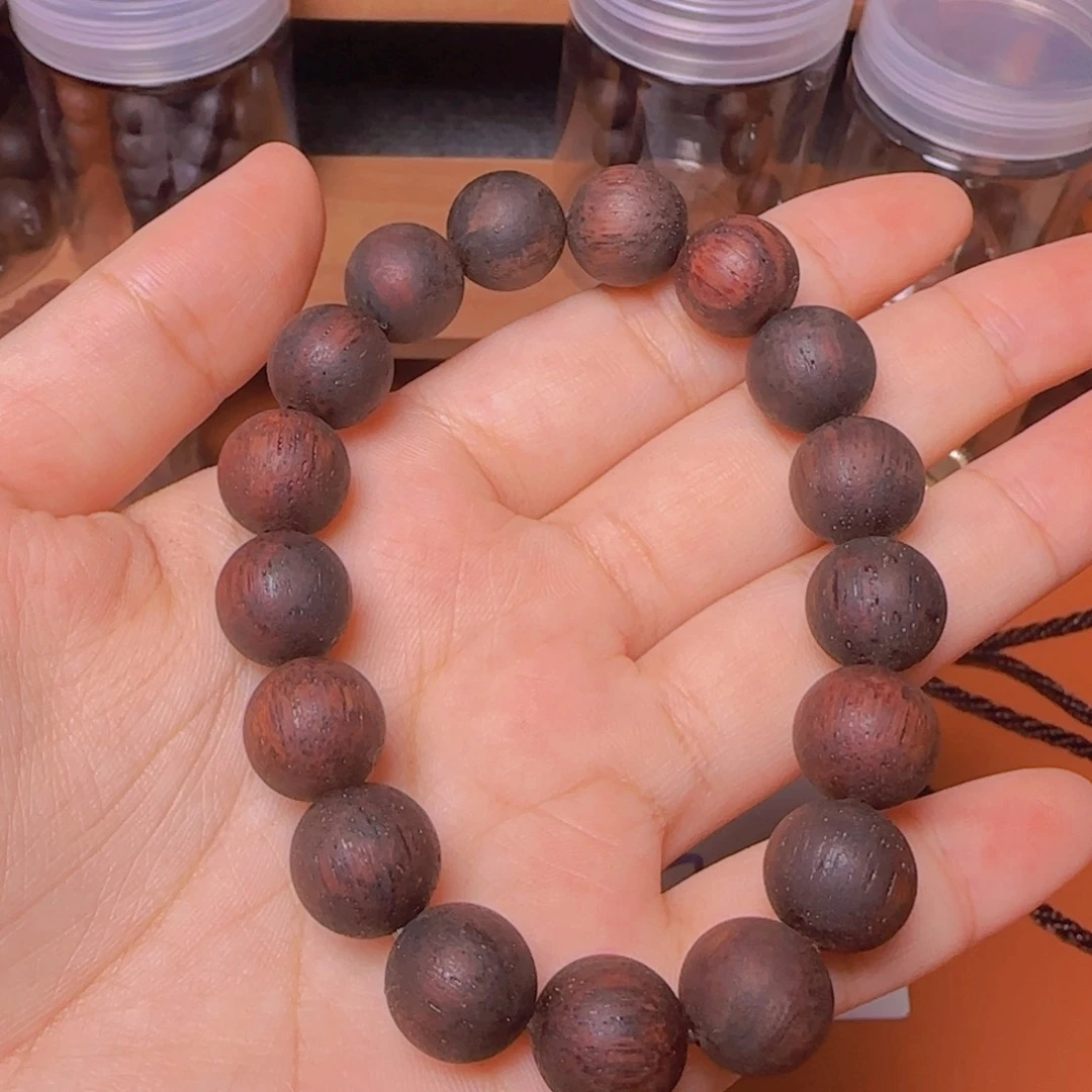 藤类降真香1.2单圈圆珠手串紫红油