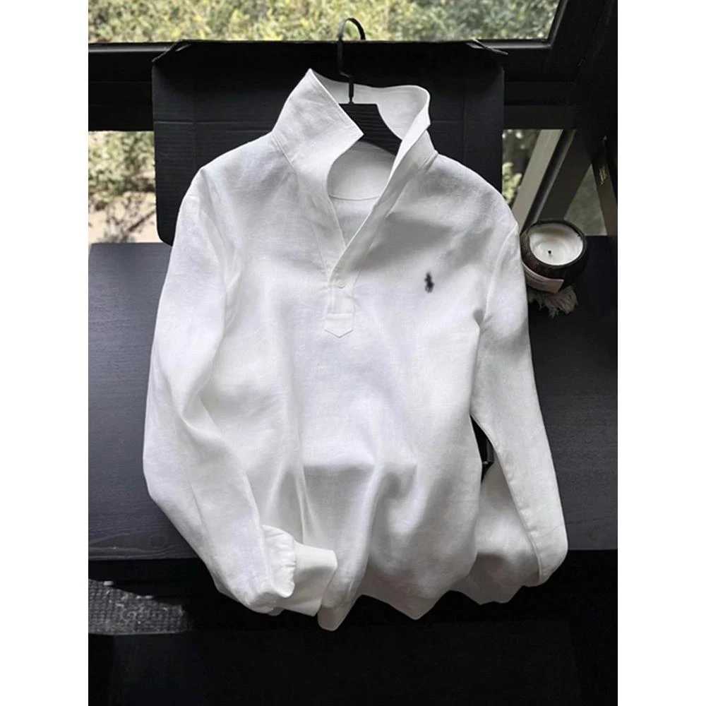 300斤加大码夏秋季cleanfit小马标刺绣翻领衬衫男凉感百搭ins上衣