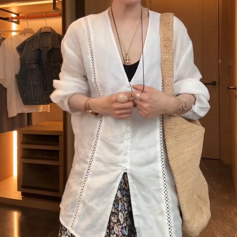 法式高级感设计纯色简约防晒衬衫女2025夏季新款小众不撞款上衣