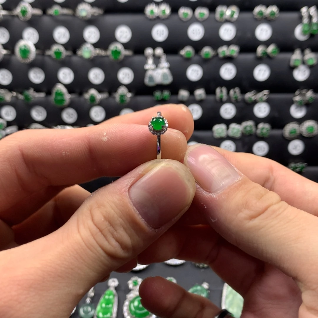 翡翠银S925镶嵌戒指