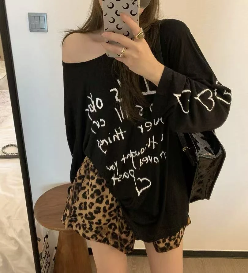329大码胖MM夏季新款薄款防晒衣字母印花长袖微透T恤宽松短款罩衣