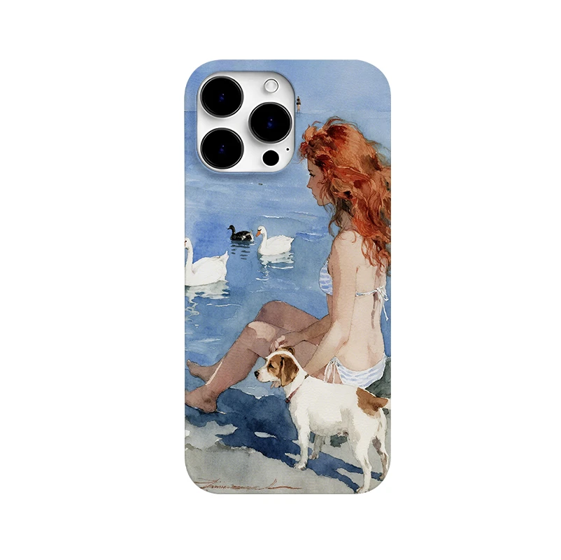 油画少女与狗适用苹果iPhone12/13/14/15透明手机壳小众防摔8华为