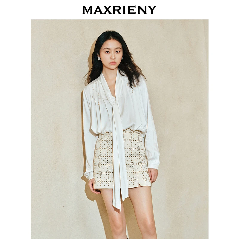 【诗语专属】MAXRIENY华丽仙美水晶珠缀衬衫上衣女