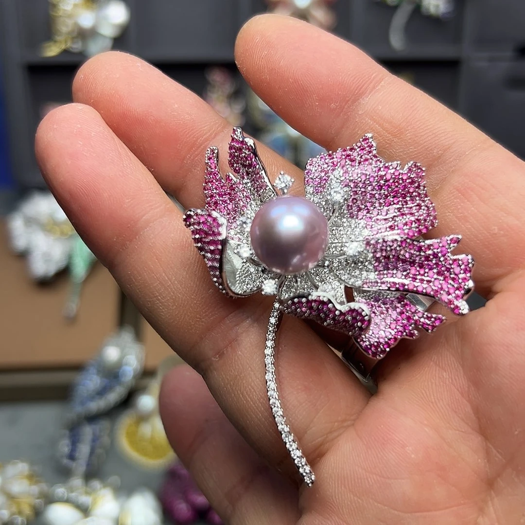 淡水珍珠胸针合金