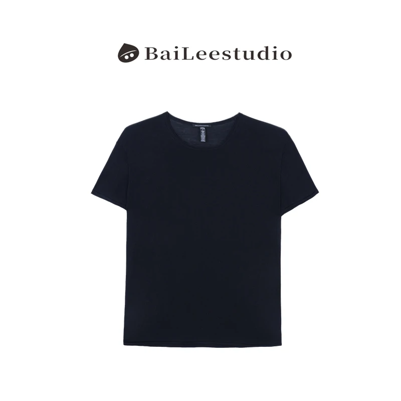 【柏栗良品】2025夏季新品~100真丝冰凉简约休闲T恤25150