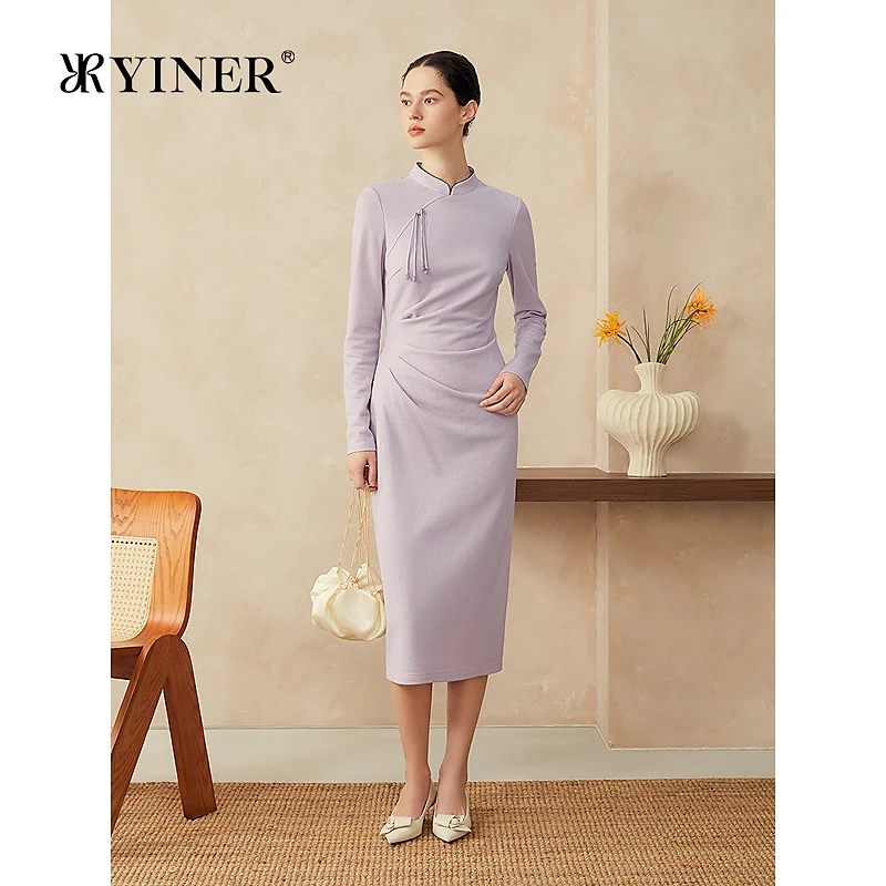 【新中式】YINER音儿2025春季新款欧若新中式旗袍莱赛尔收腰连衣裙