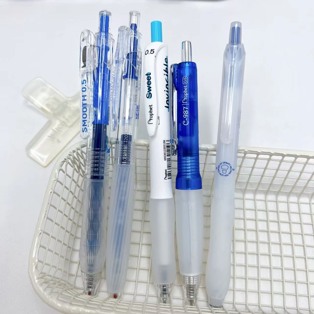 【蓝墨/5支】F01软握蓝笔,鸭兜兜Sweet璞玉征途丝滑抗摔