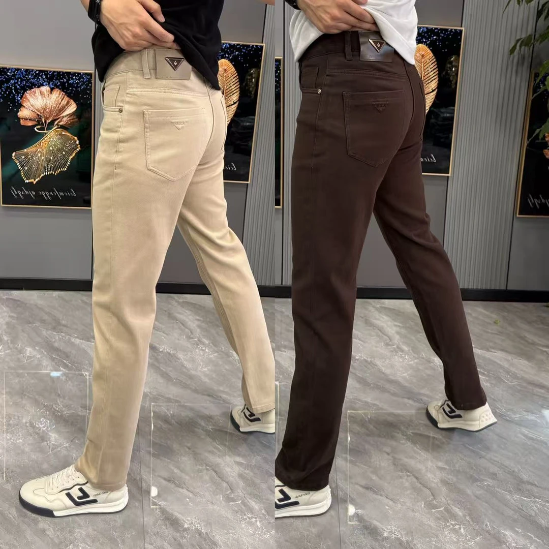 男士休闲裤时尚净版男裤纯色百搭小直筒裤修身网红裤子男款秋冬款