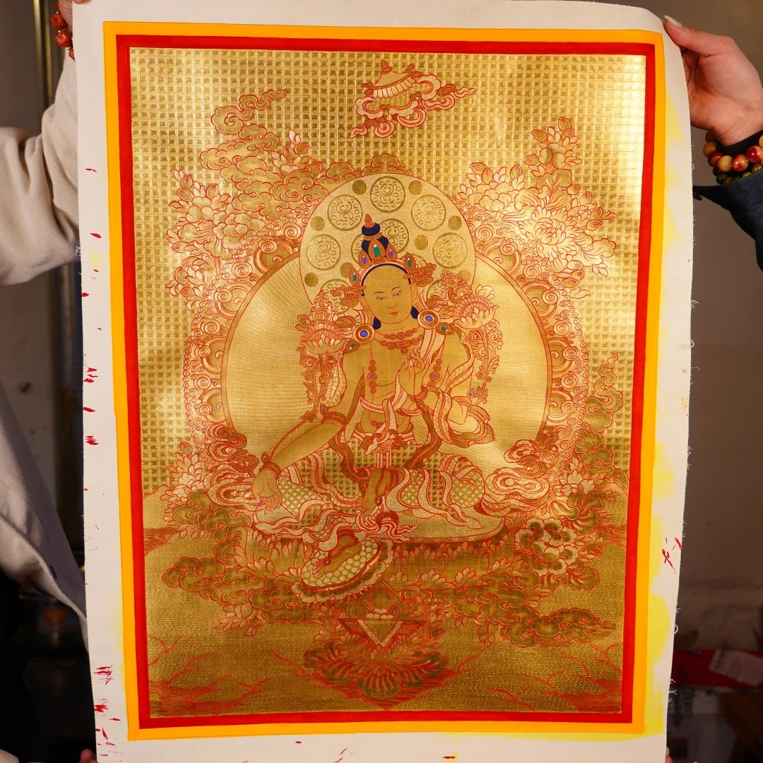 绿度母唐卡  手绘大师作品