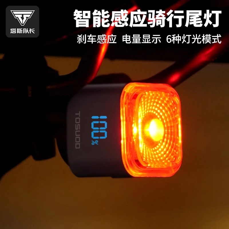 塔斯队长自行车尾灯山地公路车夜骑灯智能感应灯高亮骑行装备配件