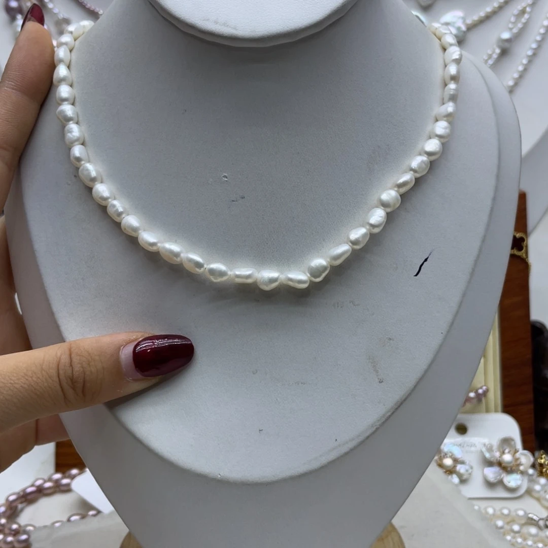 淡水珍珠银S925镶嵌颈饰