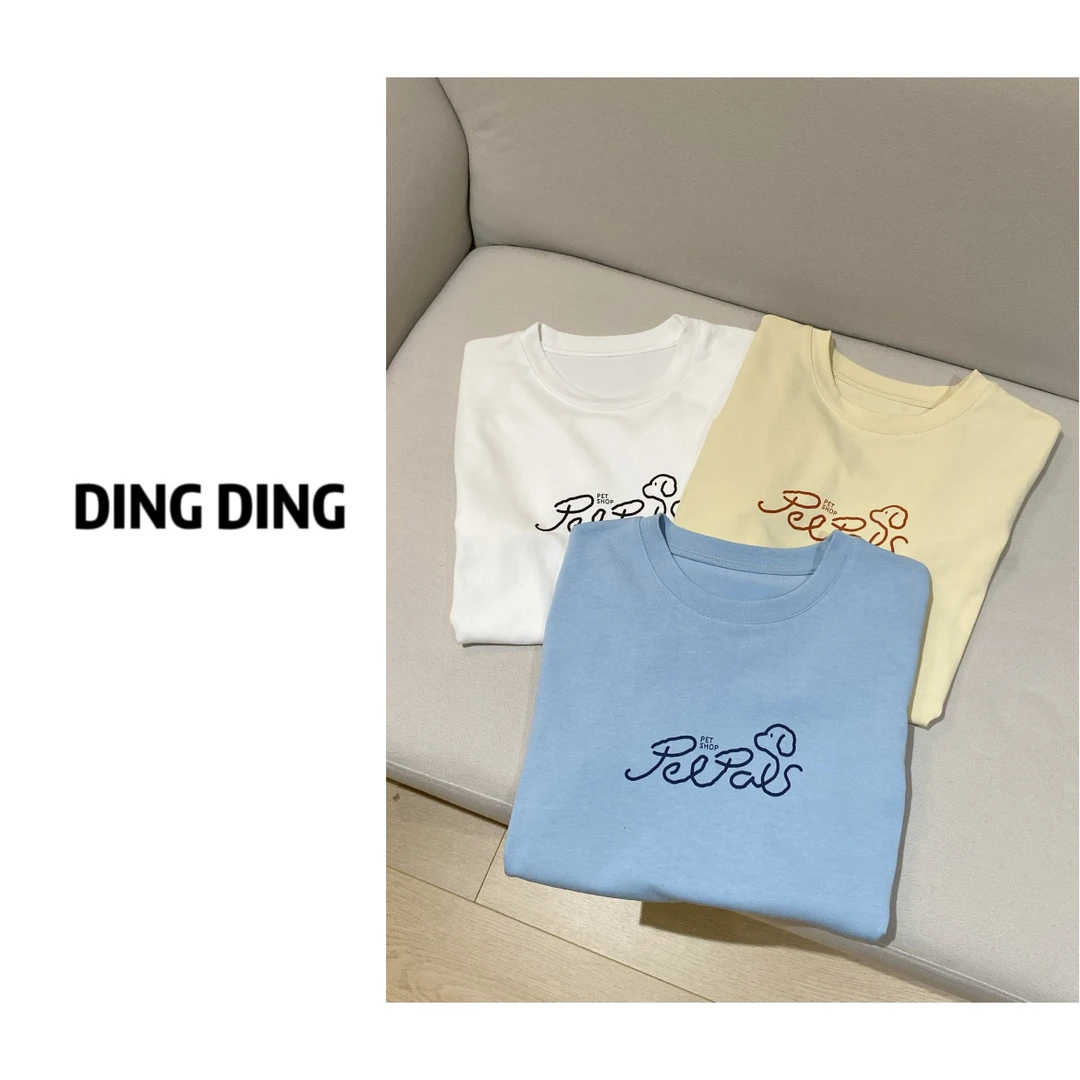 DDY～泰兰德夏天漂亮mm的单品字母小狗T恤
