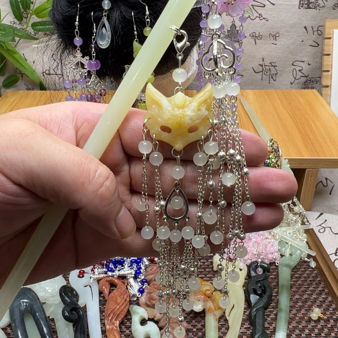 蛇纹石玉合金发饰