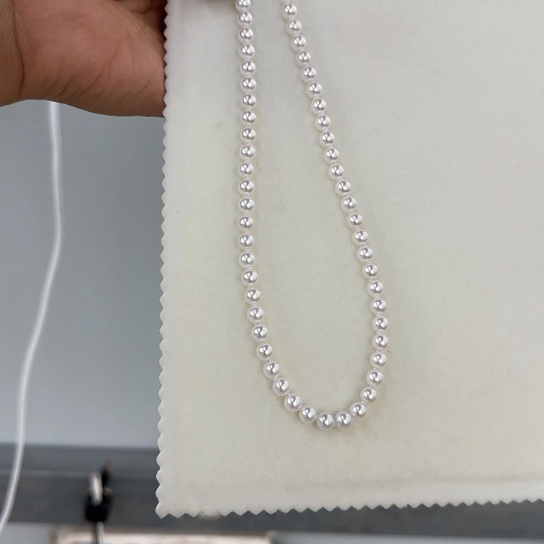 淡水珍珠银S925镶嵌颈饰6-7无核极光镜面正圆无暇炫彩冷白