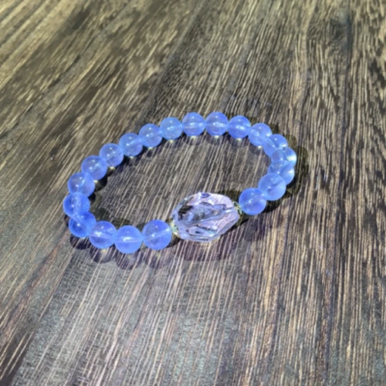 天然海蓝宝配白水晶随形