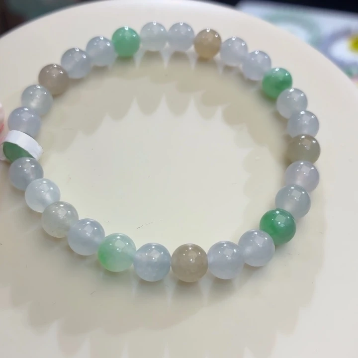 翡翠未镶嵌手链冰胶多宝6.8