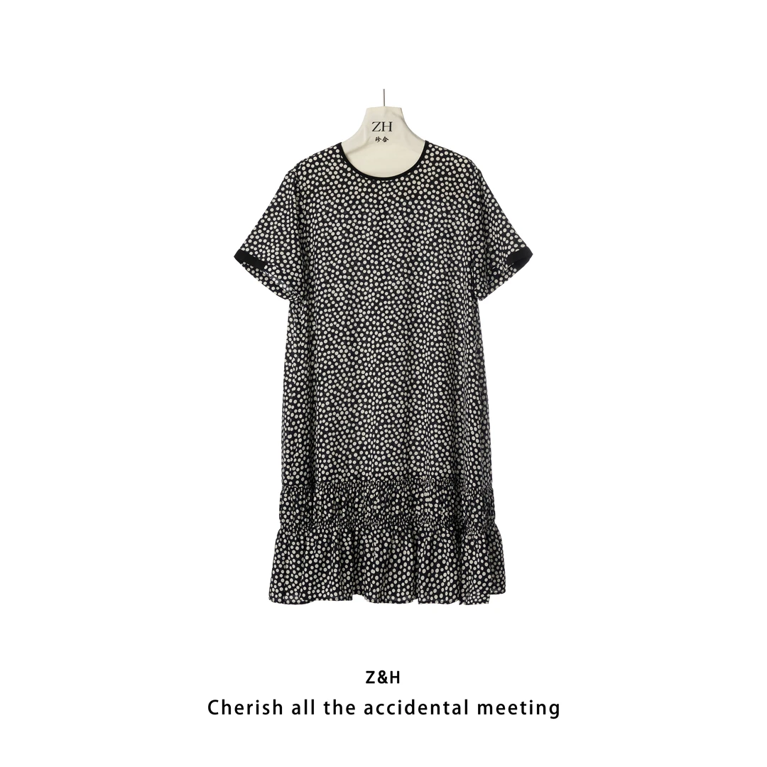 ZH【日新月异】新款时尚休闲百搭显瘦波点连衣裙