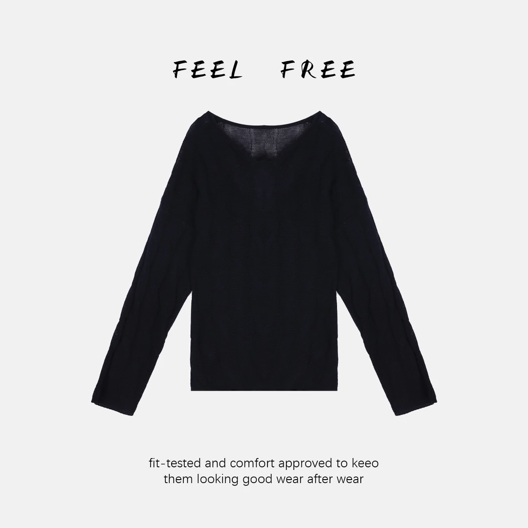 FEEL FREE-麻花纹藏青毛衣 2025新款NEW