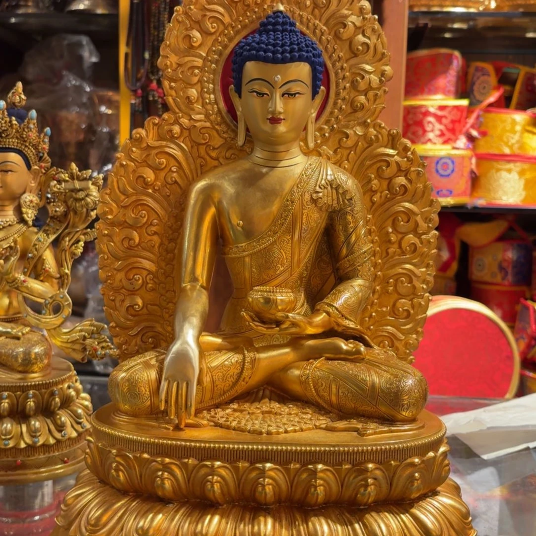 黄铜一尺加背光双座40公分释迦牟尼一尊