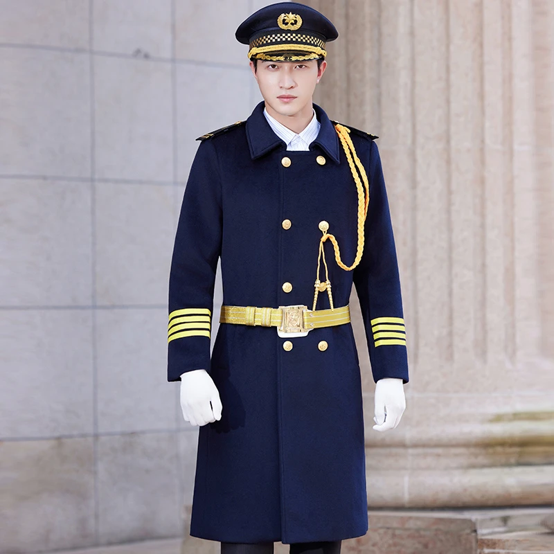 保安大衣长款保暖加厚形象岗礼宾服装物业保安制服厚毛呢大衣外套