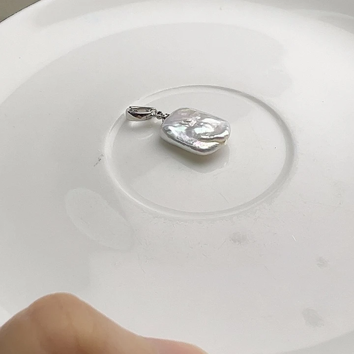 吊坠(不含链)银S925镶嵌淡水珍珠
