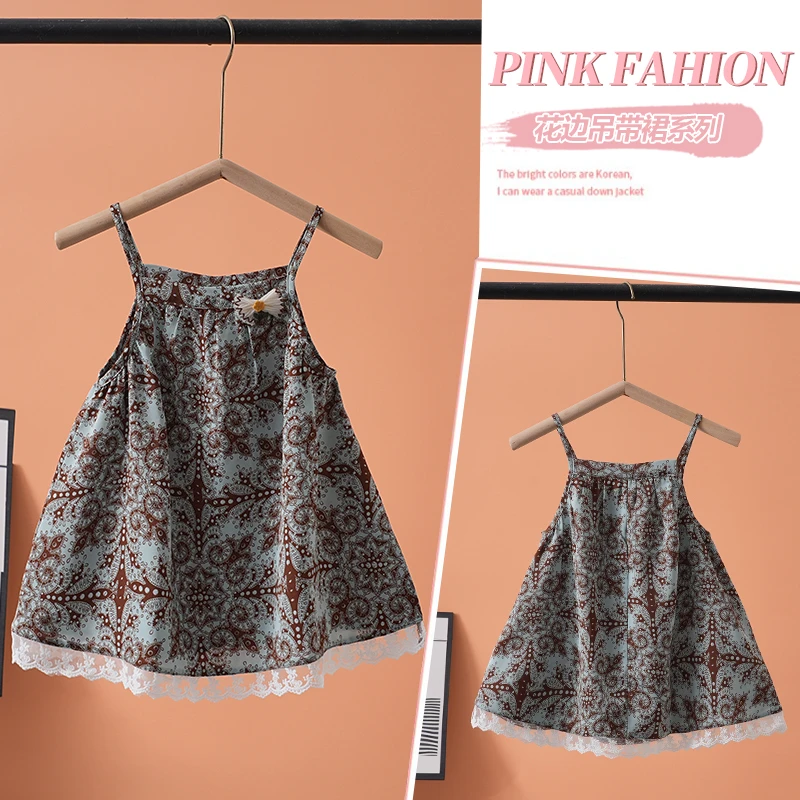 2025夏季新款儿童花边吊带连衣裙女童中小童夏款裙子无袖小女孩