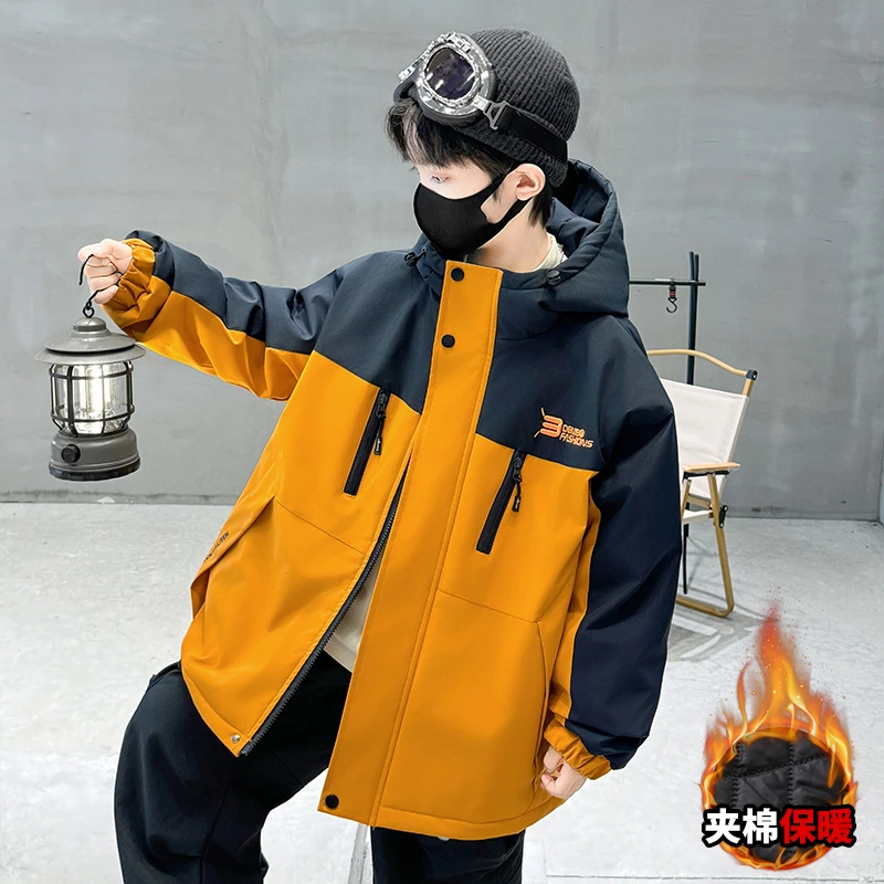 男童2025新款冬季派克服棉衣儿童加绒外套秋冬款加厚棉服冬装长款