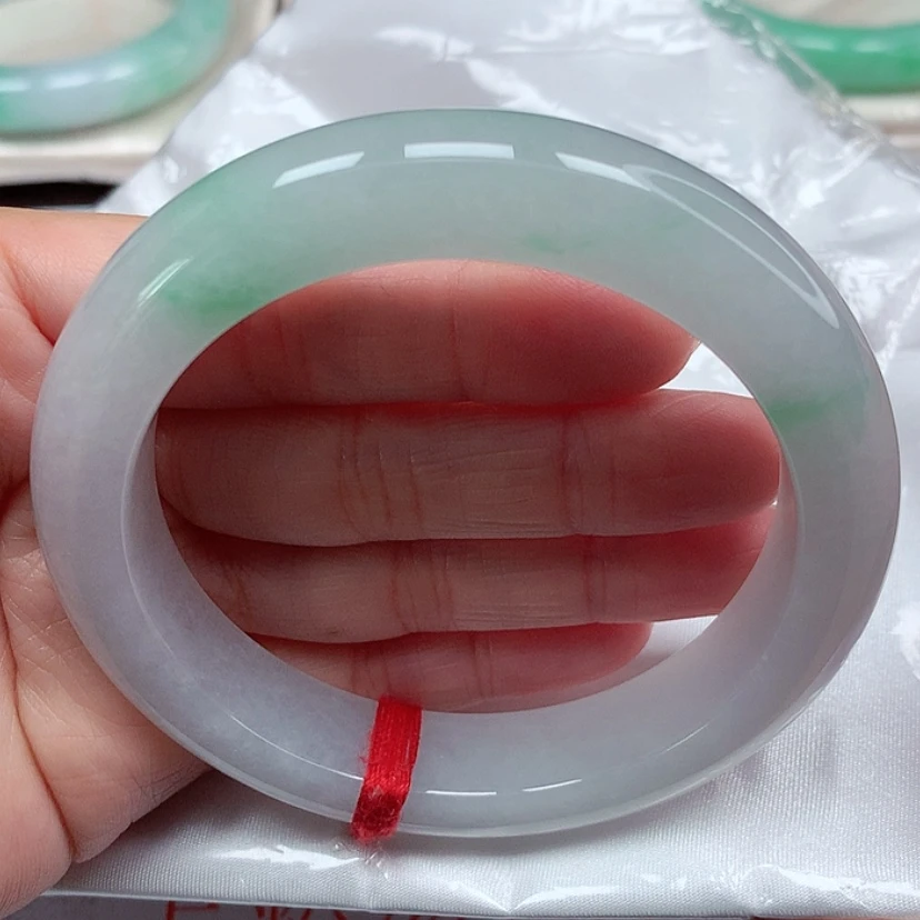 【闪购商品】翡翠手镯未镶嵌冰胶金丝绿手镯5859圈16号