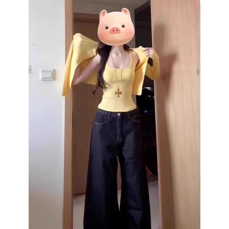 （小美专属）慵懒风针织开衫吊带两件套2025新款短款上衣毛衣外套