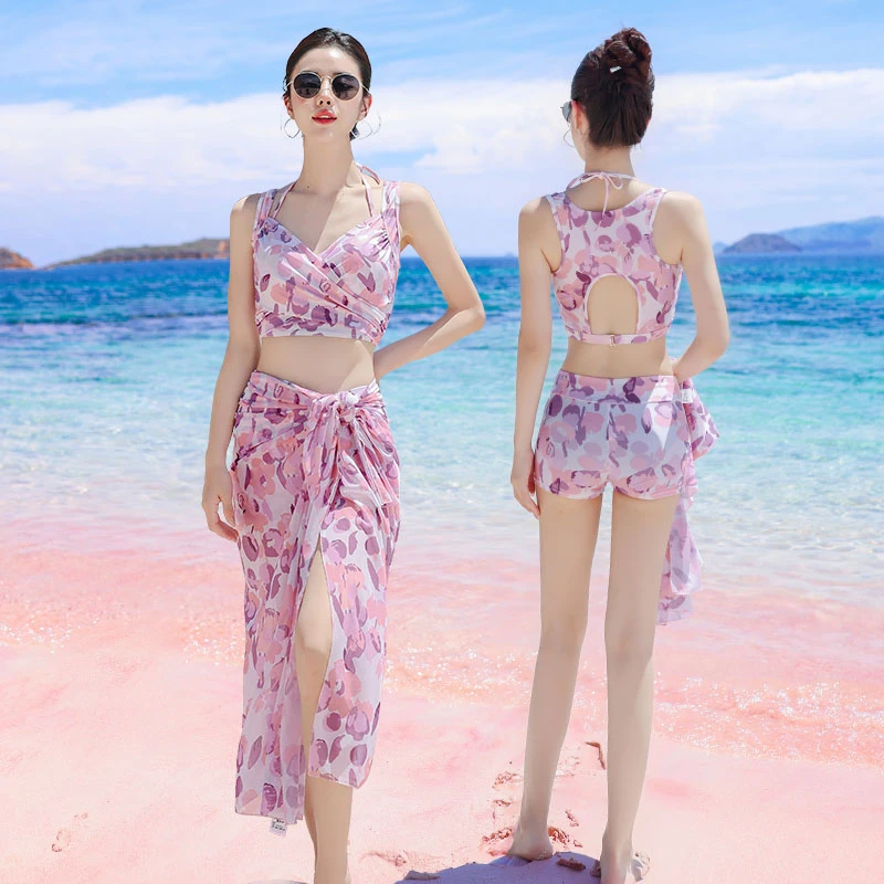 特步泳衣女2025新款分体显瘦性感比基尼温泉海边度假三件保守泳装