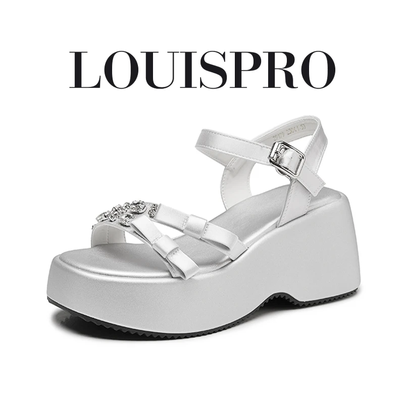 【LOUISPRO意式名品】坡跟蝴蝶结罗马鞋舒适一字带凉鞋夏季lalulu风