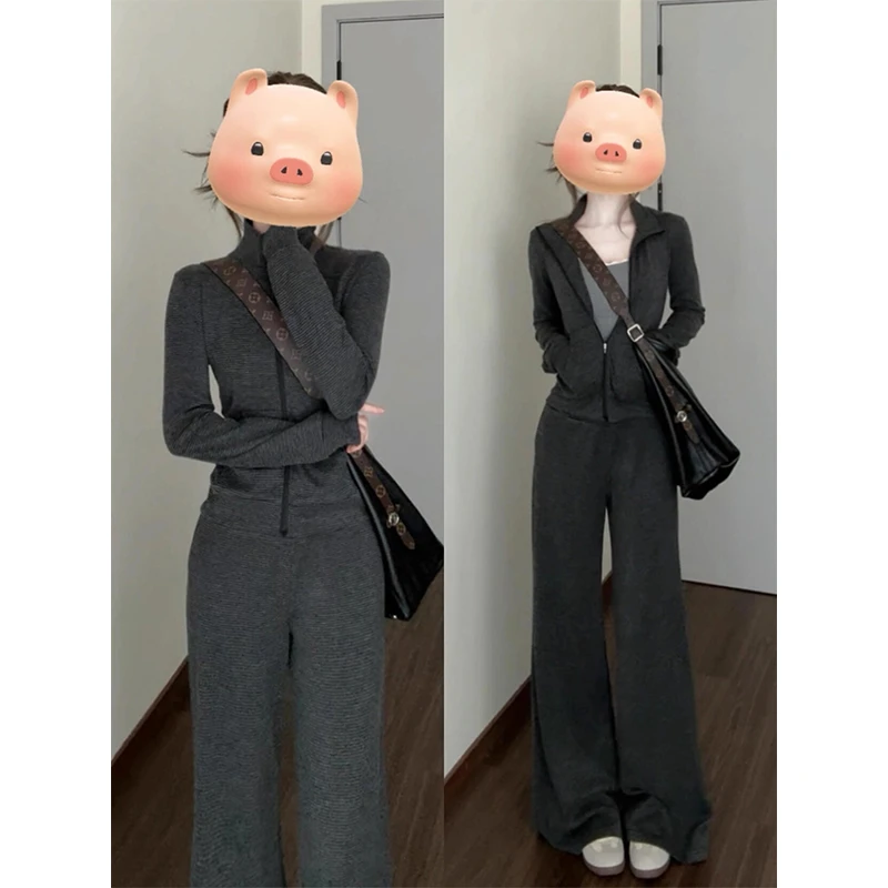 修身运动休闲套装秋季一整套穿搭ootd气质女2025新款卫衣外套裤子