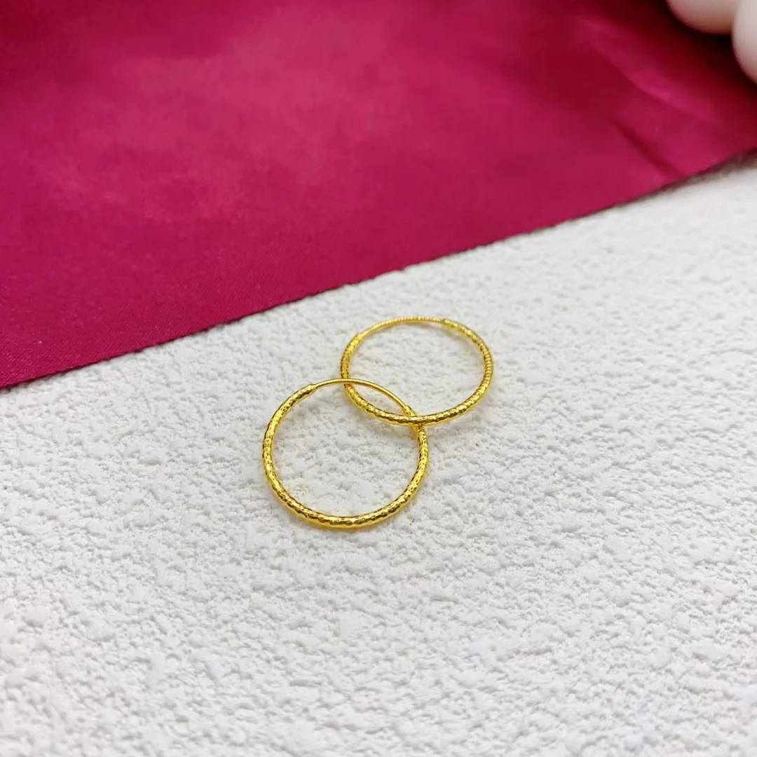 【木韵阁】足金999 5G黄金拉丝碎碎金耳圈耳钉时尚百搭 1.03 1.16