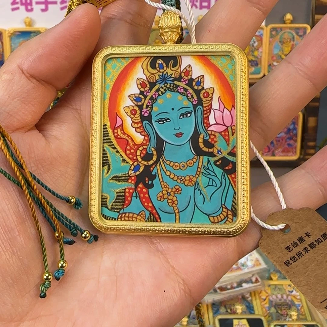 吊坠@****纪纯手绘【绿度母】非遗文化