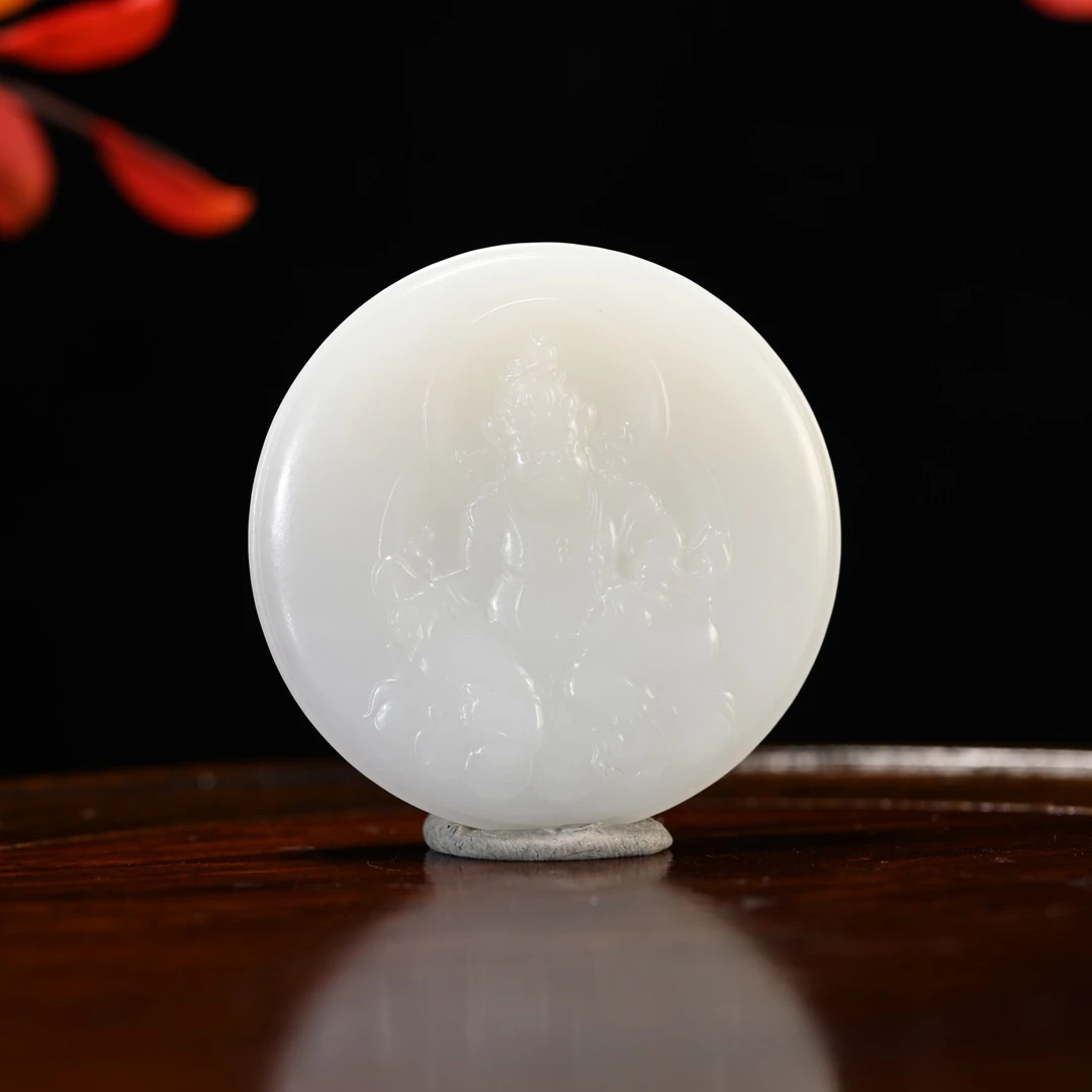 LOT8837 25YU107571和田玉白玉财神玉璧/匡时