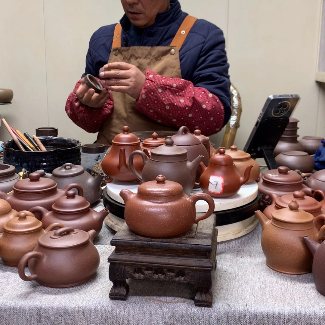 紫泥茶壶红降坡趣瓜130半手工制作