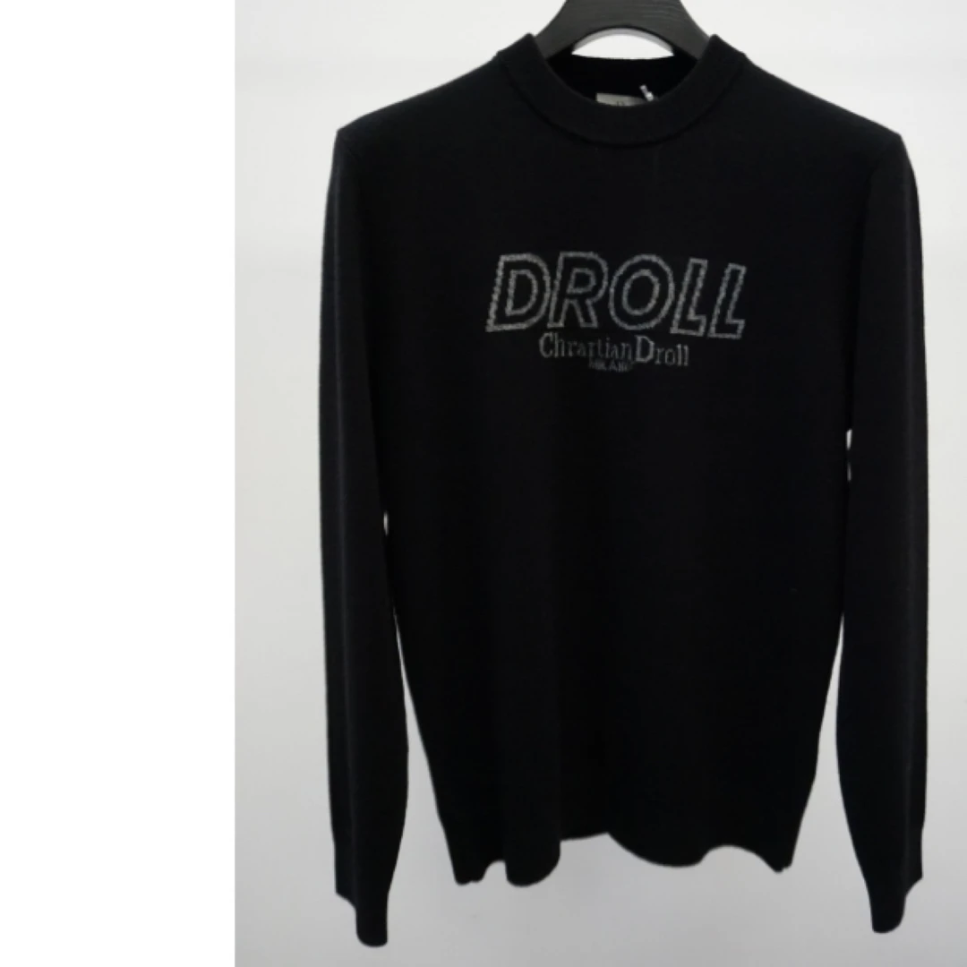 灰黑二色圆领刺绣黑色男休闲olDAF72M1028保暖针织衫男款毛衣秋冬