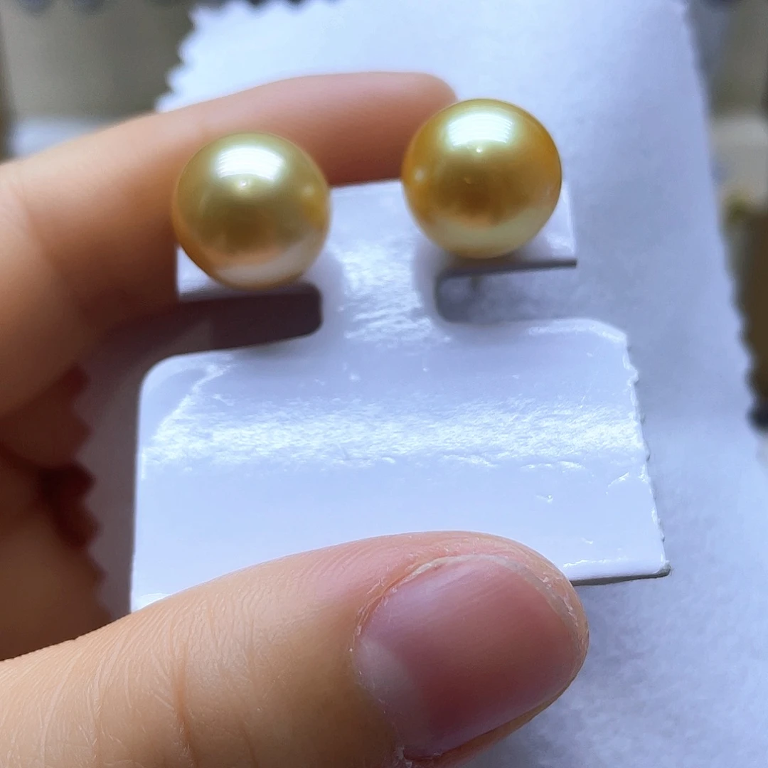 海水珍珠耳饰银S925镶嵌