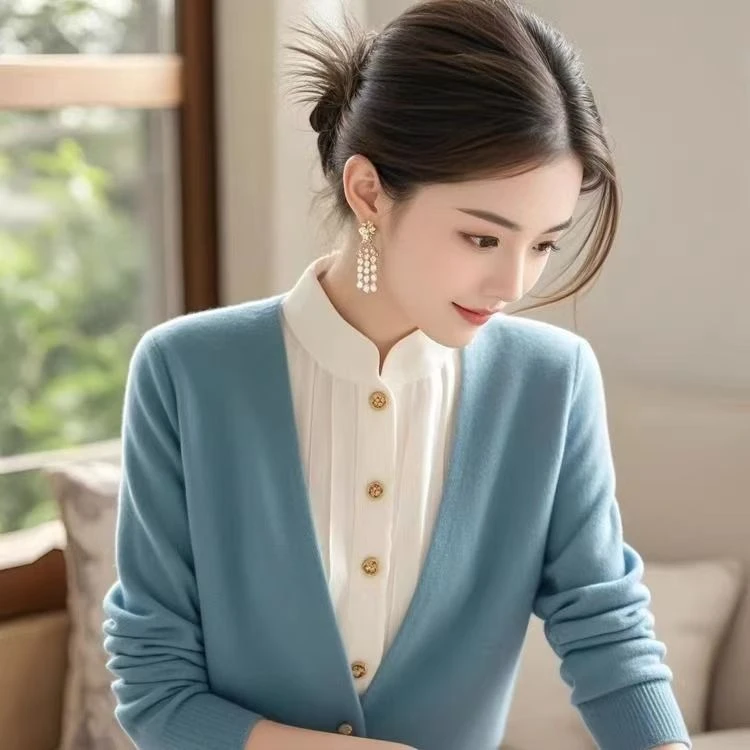 慵懒小香风高级感假两件毛衣女秋冬季新款减龄超好看气质针织上衣