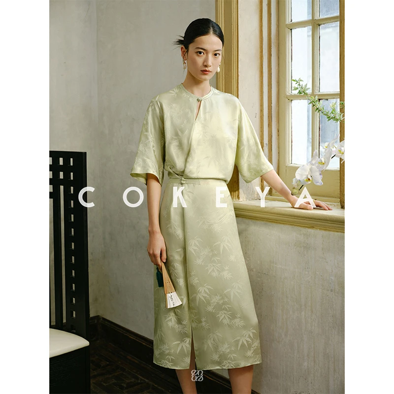 COKEYA/东方美人~连肩袖新中式旗袍连衣裙