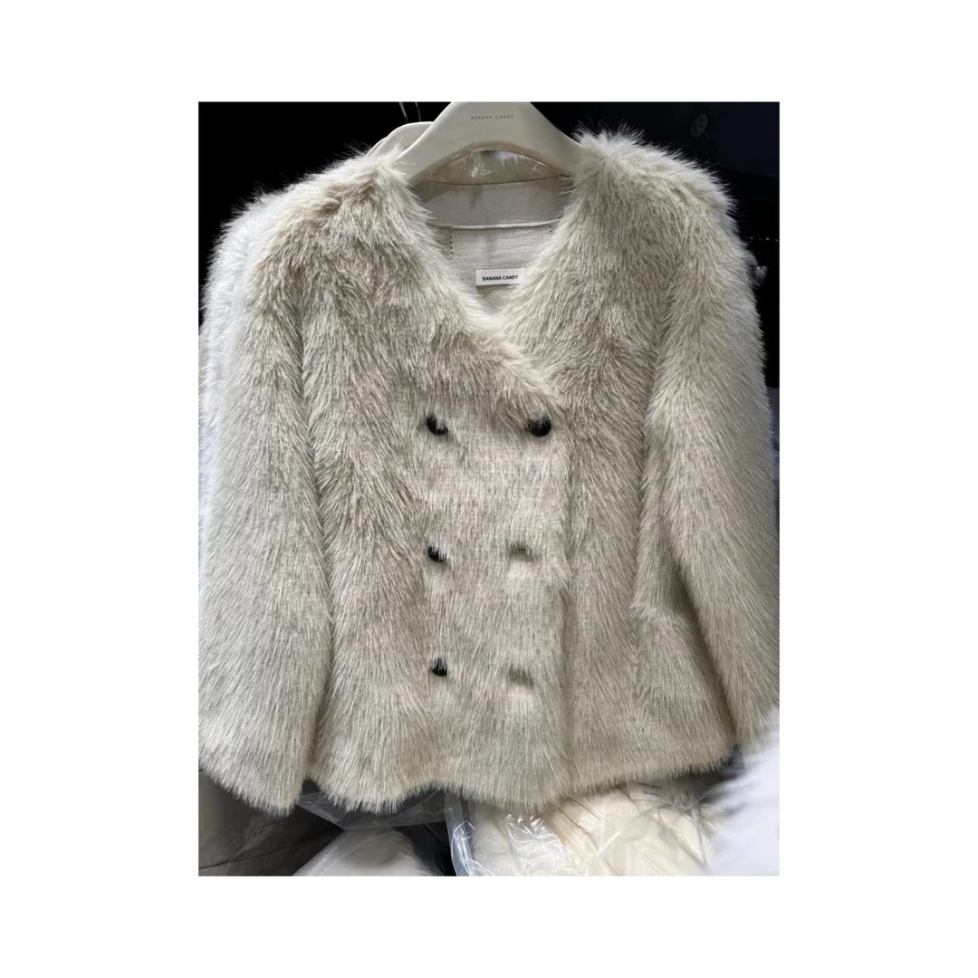 人造皮草 GJC【福福冰岛绒83485】毛茸茸加厚磨毛外套