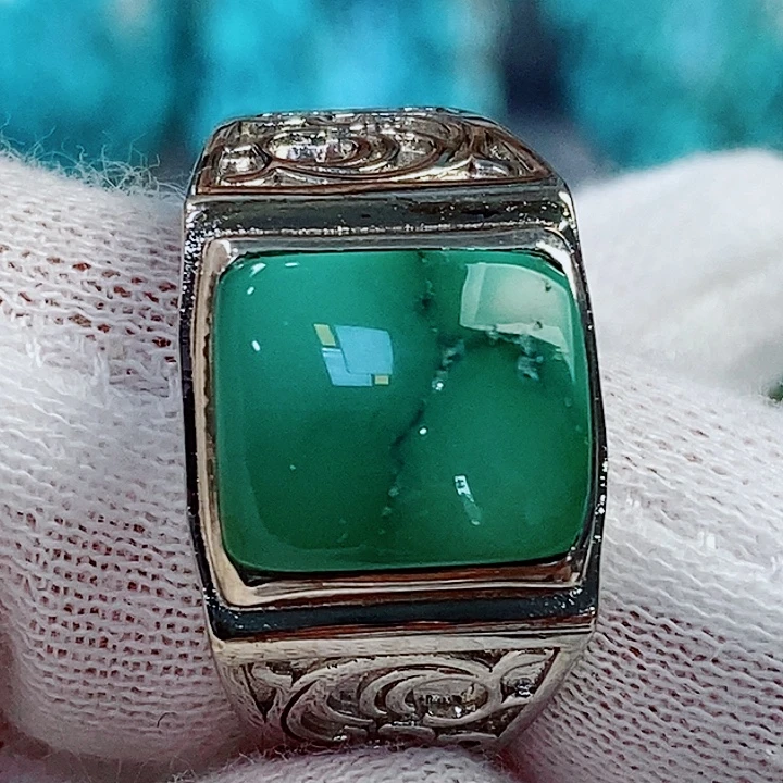 银S925镶嵌绿松石原矿无优化