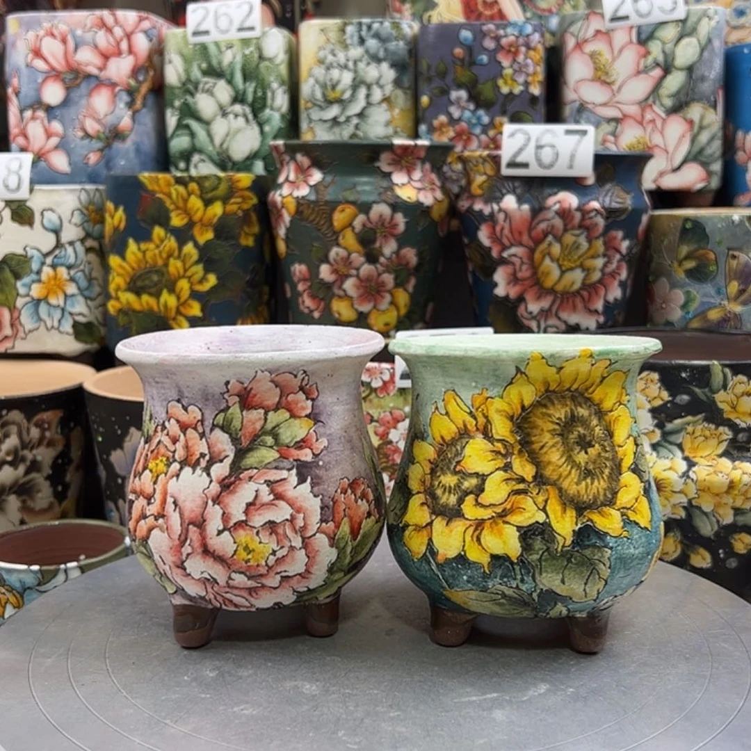 景德镇陶瓷花盆小*豆景德镇陶瓷花盆